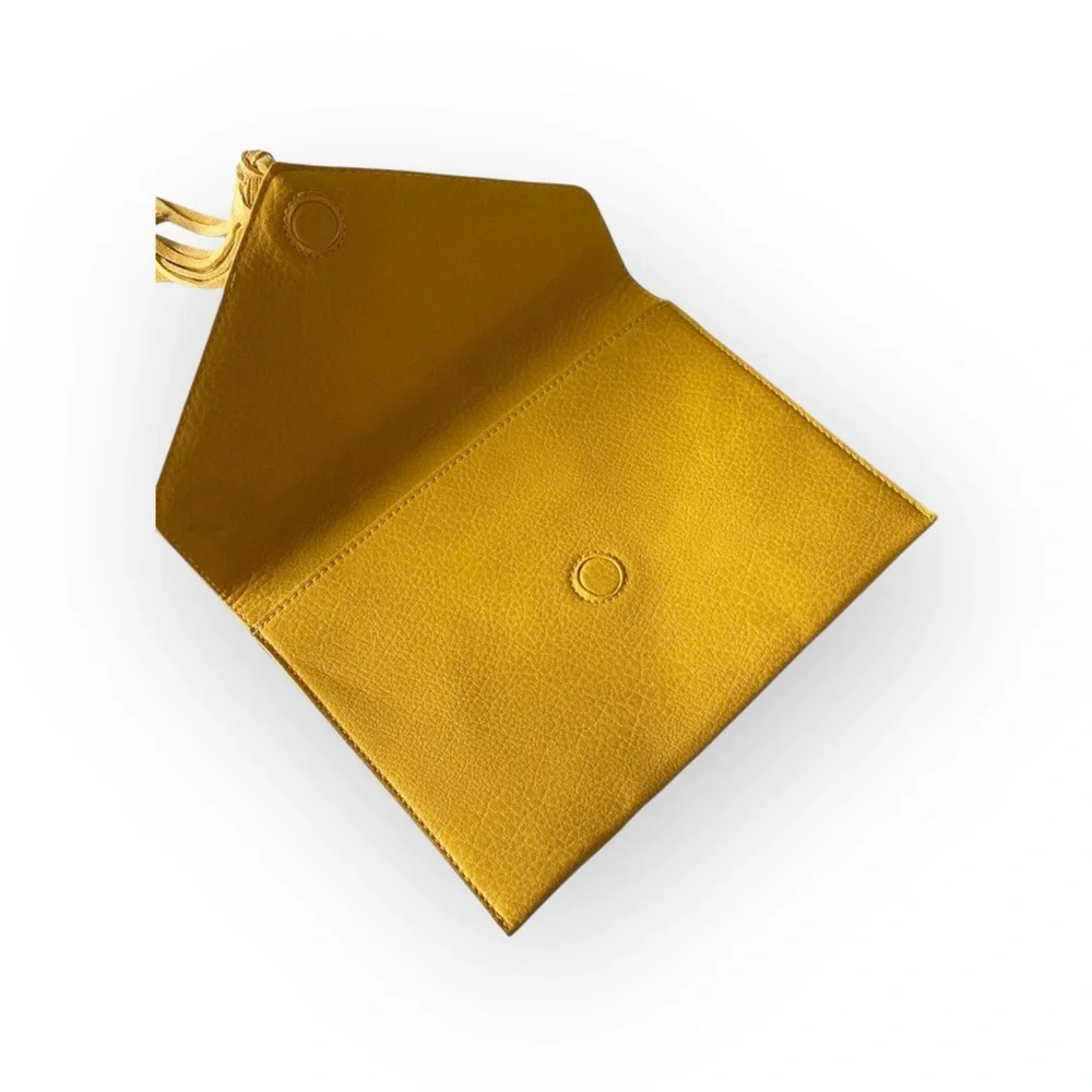 new Street Level ༄ Leather Tassel Envelope Clutch Handbag Bag ༄ Goldenrod Yellow